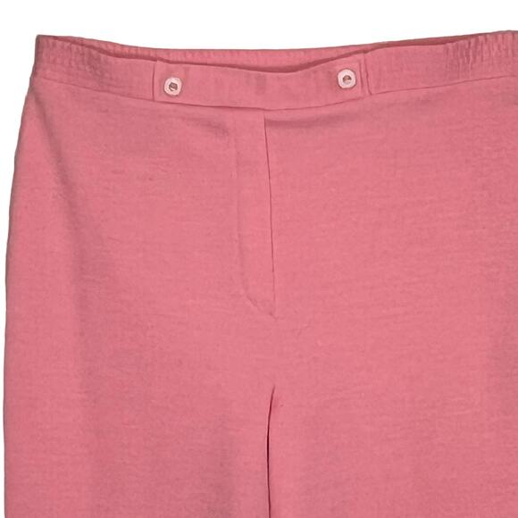 Vintage 70s Size Large Pink Polyester Pants Faux Fly Stretch Waist Disco - Picture 3 of 8